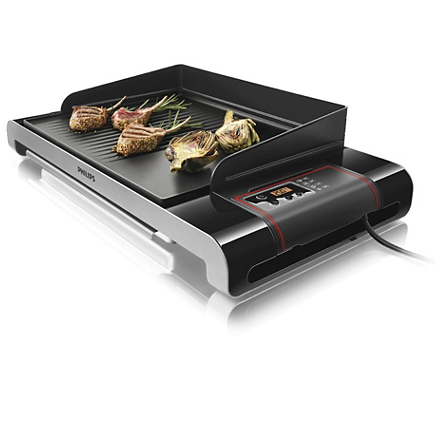 Philips Pure Essentials Collection Table grill HD4466/90 Smooth and ribbed plate 2300W with timer